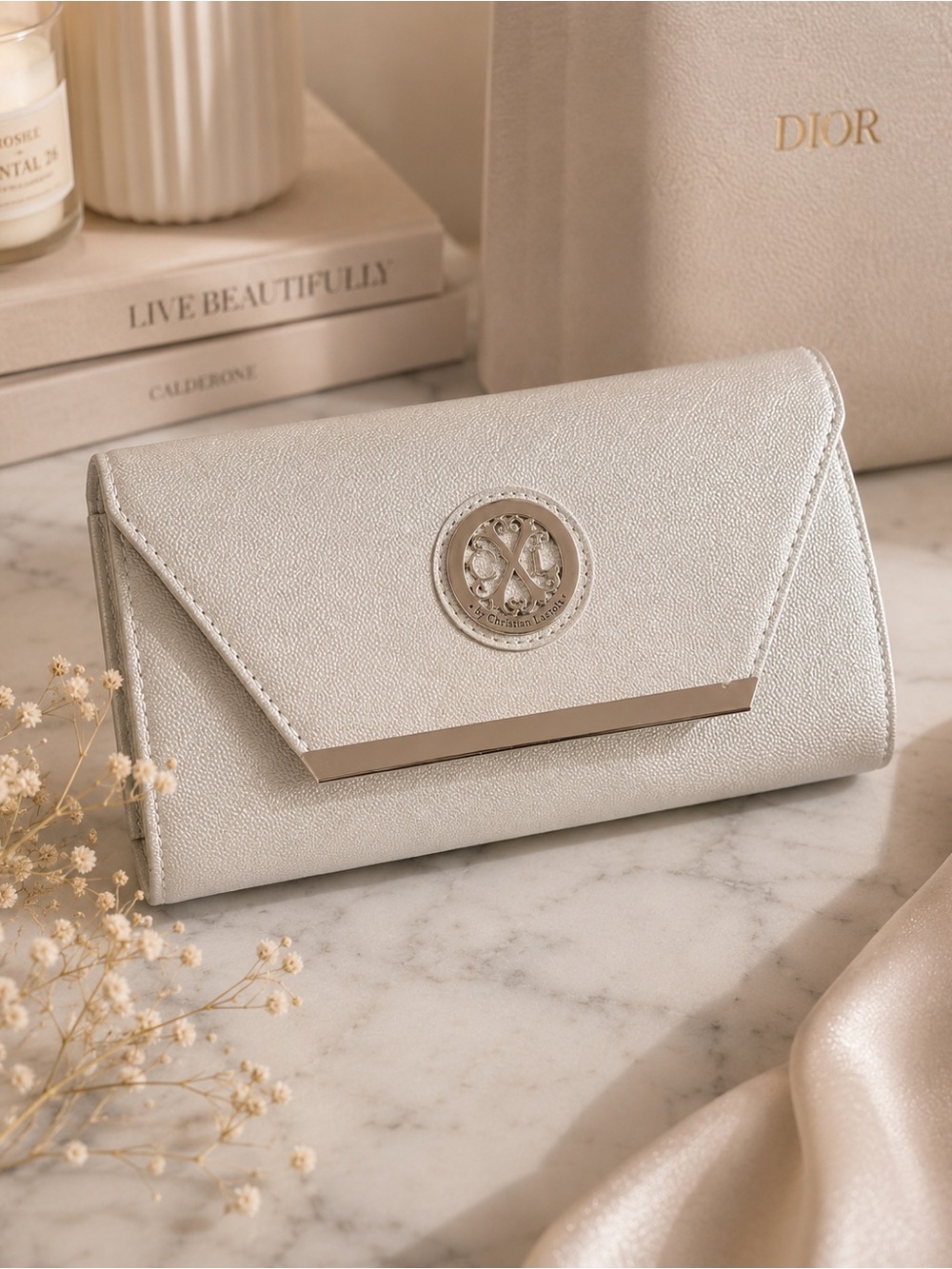 Cxl Christian Lacriox Silver Metallic Women's Clutch or shoulder bag, Logo gift
